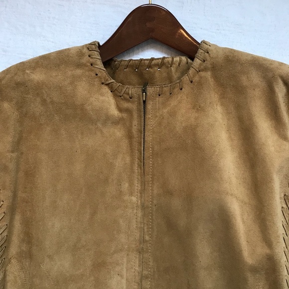 MARKS & SPENCERS**Beige Suede Jacket US 16 - Picture 7 of 8